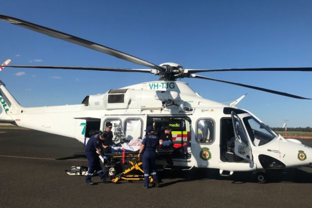 The children are loaded into a rescue chopper.