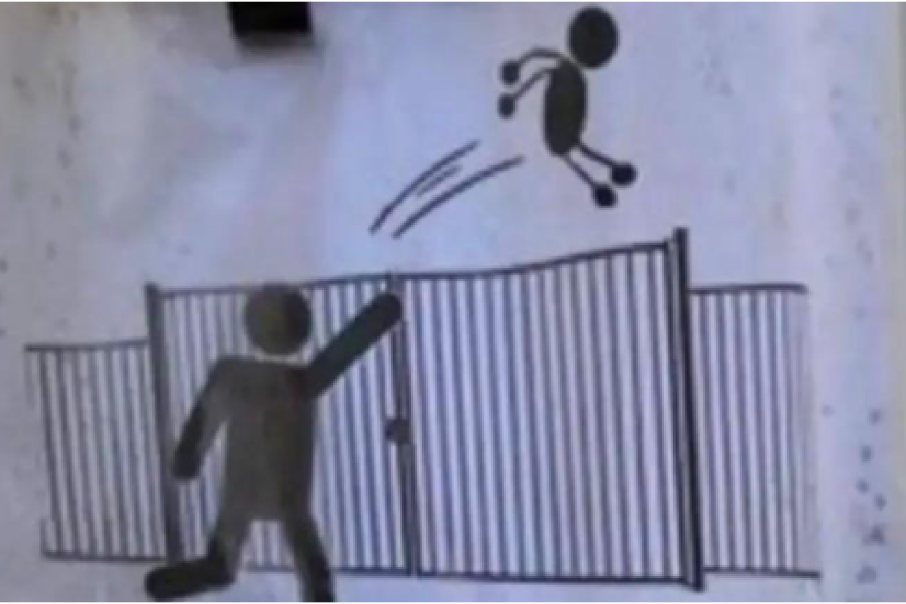 The primary school put up posters to remind parents not to lob their offspring.