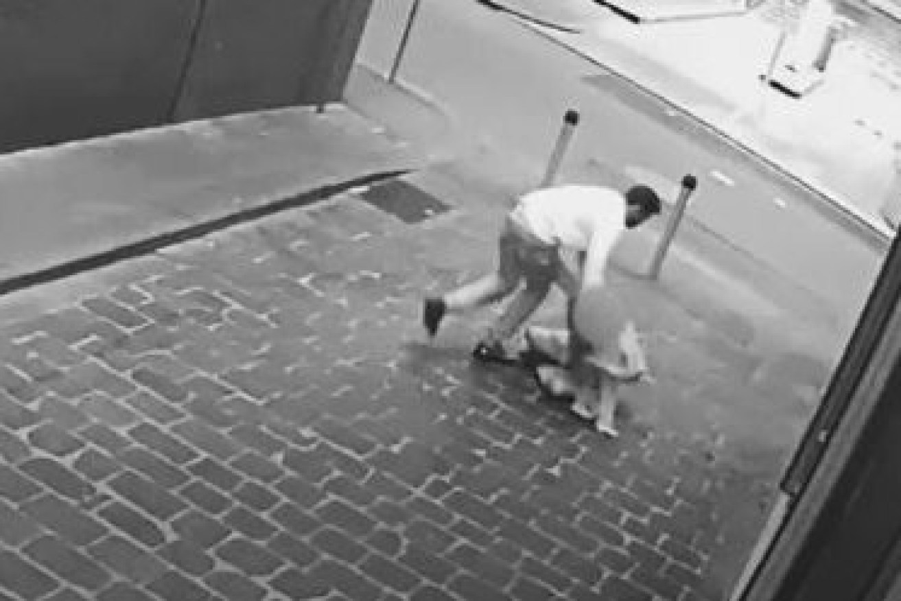 Security footage showed Williams assaulting a woman at Brights Place in Melbourne in October, 2018.
