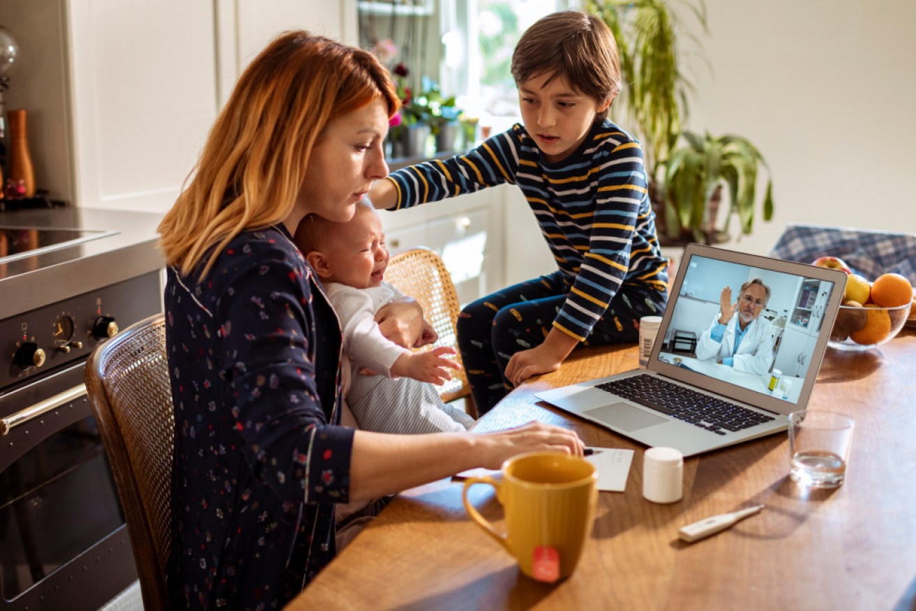 A familiar scene? A survey of Australian parents in lockdown revealed a lot of multitasking.