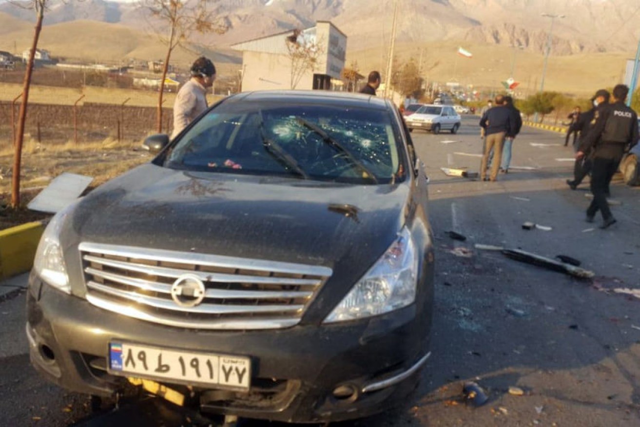 The scene where  Iran's chief military nuclear scientist was killed.