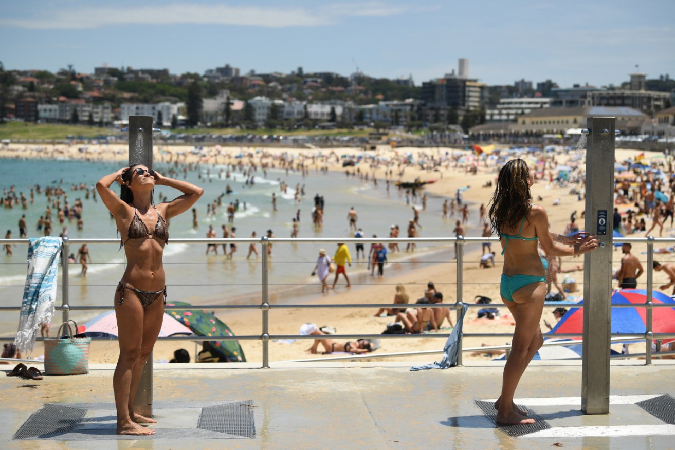 Keeping cool at Bondi as Sydney swelters on Saturday. 