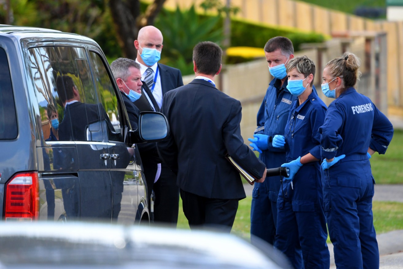 Victoria Police detectives and forensic officers at the scene of a deadly assault at Narre Warren in Melbourne on Monday.