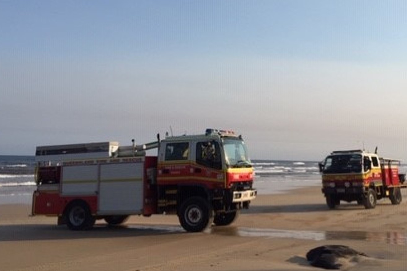 Firefighters remained on K’gari (Fraser Island) on Wednesday night. 