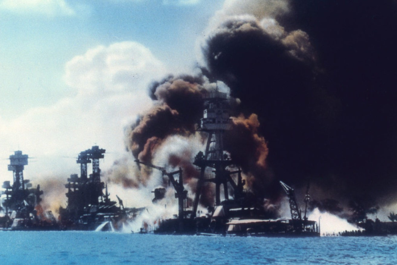 Explosions damaged  American battleships during the Japanese attack on Pearl Harbour.