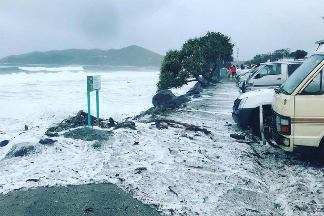 Byron Bay holiday makers and ocean front residents bear the brunt of ‘dangerous’ weather event. 