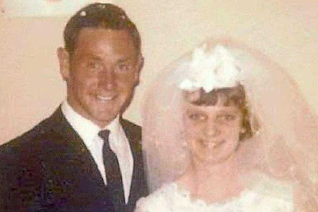 Geoffrey and Colleen Adams on their wedding day.