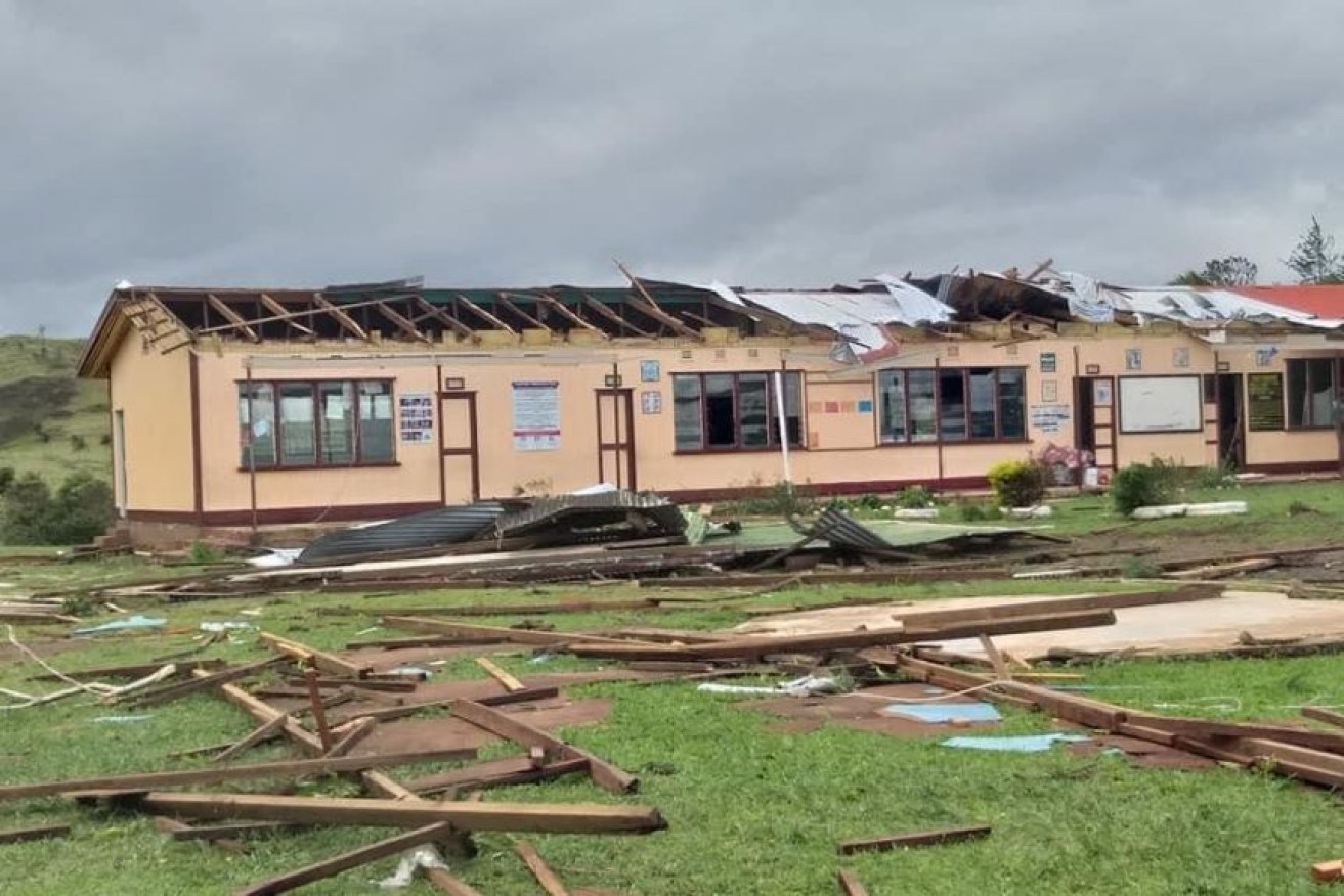 Locals posted photos of destroyed schools and damage to homes on Facebook.