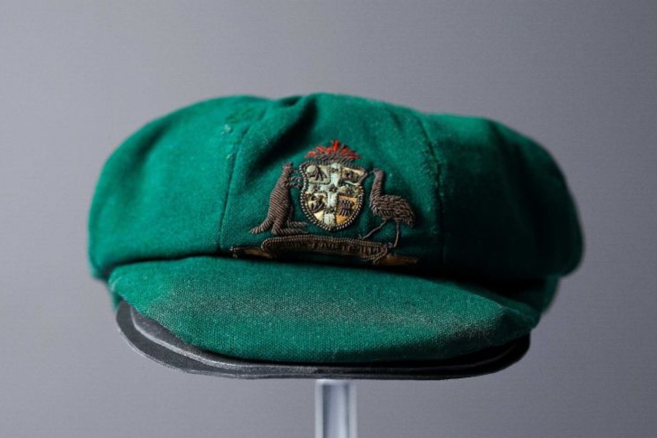 Sir Donald Bradman's first baggy green cap was put up for auction earlier this month.