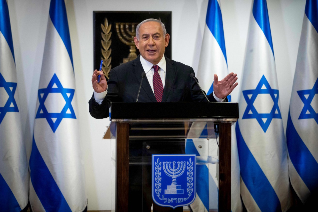 Israeli Prime Minister Benjamin Netanyahu delivers a speech at the Knesset on Tuesday (local time).