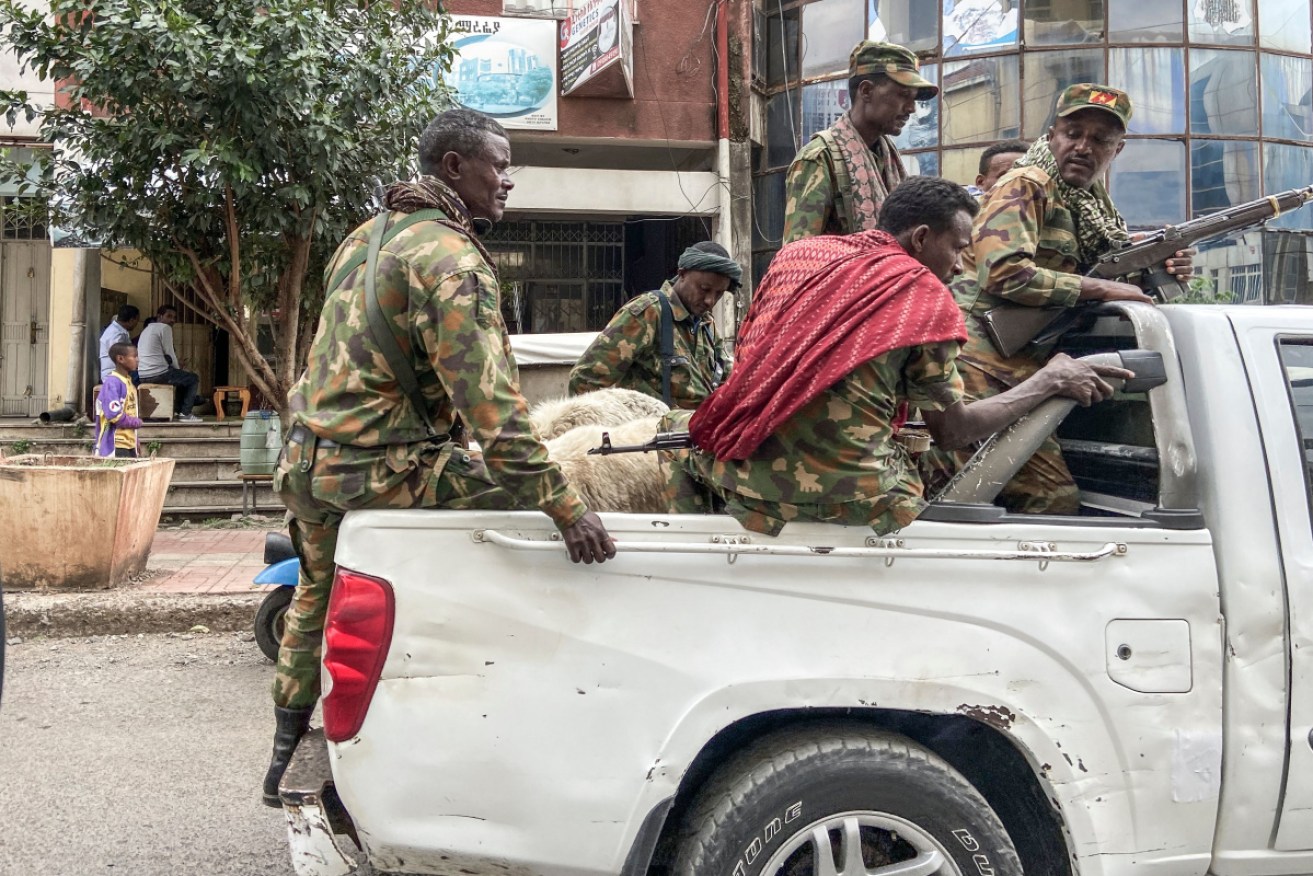 Members of the Amhara militia in the city of Gondar on November 8.