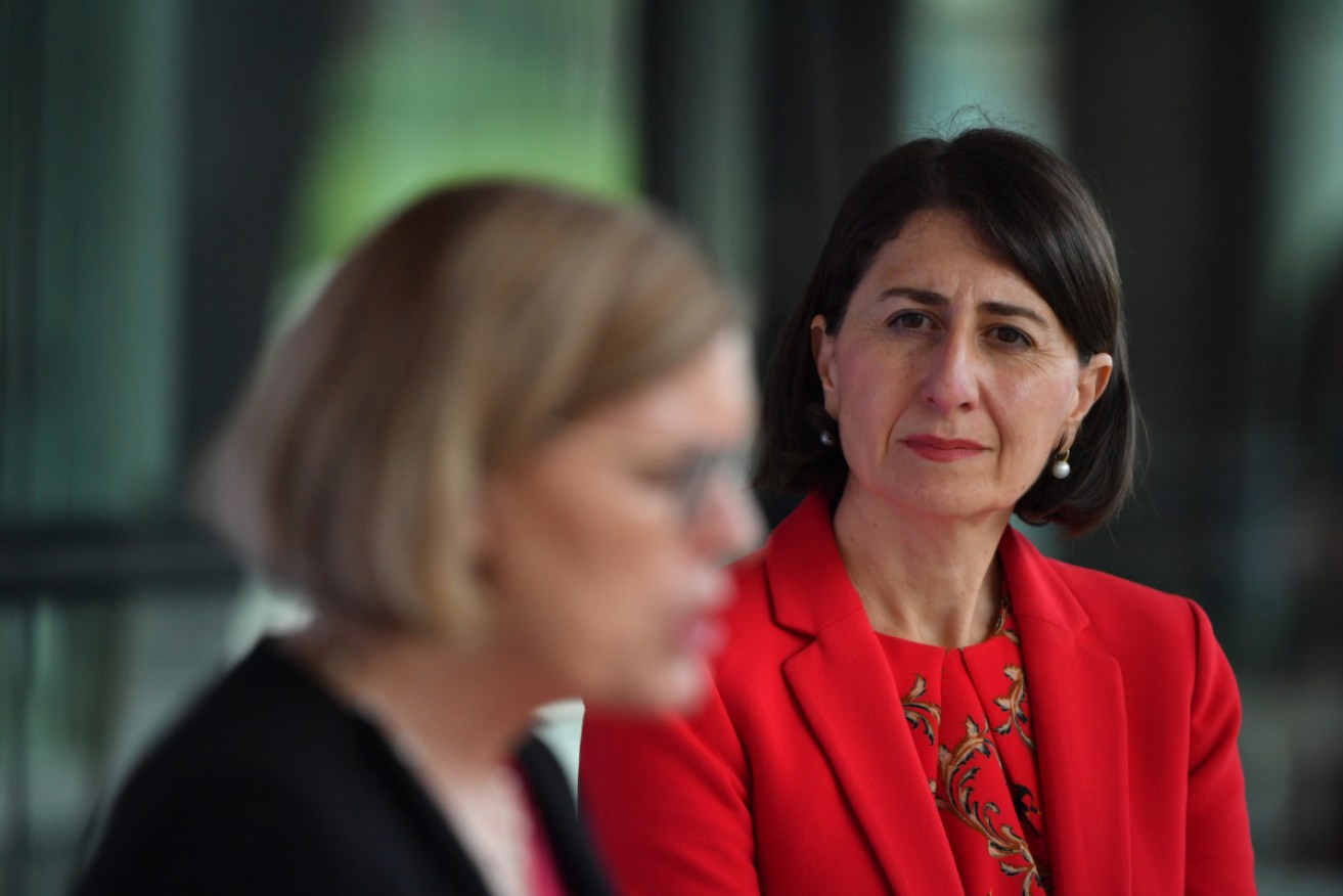 Premier Gladys Berejiklian, right. stressed the importance of wearing masks, social distancing  and hand hygiene.
