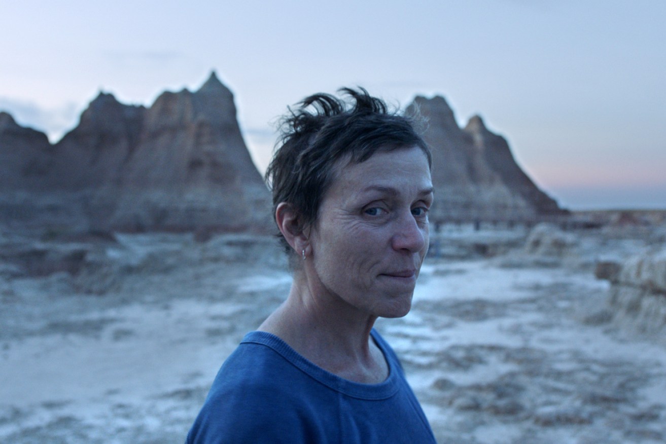 Frances McDormand in a scene from <i>Nomadland</i>, which is already garnering Oscars buzz.  