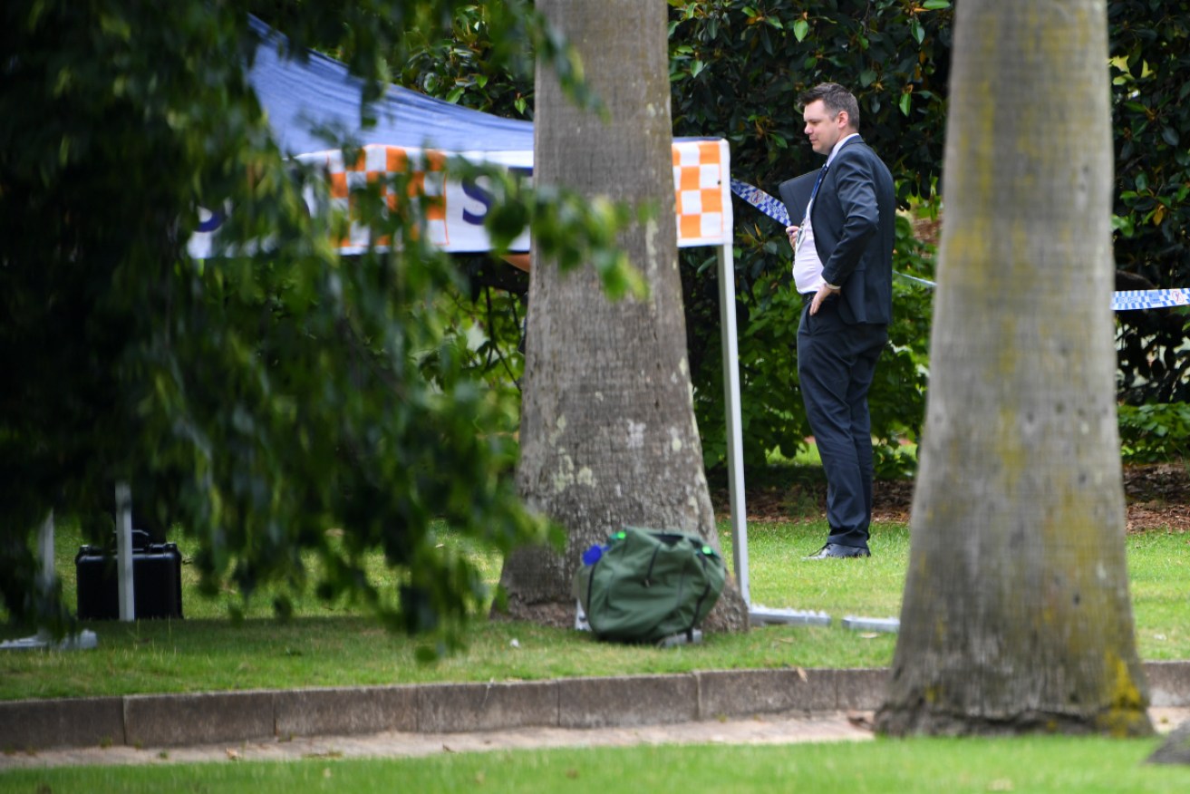 Police at the St Kilda Botanical Gardens on Tuesday.