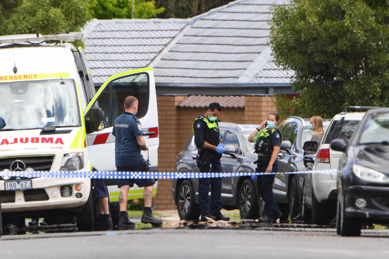Police at the crime scene in Tullamarine, in Melbourne's north-west, on Thursday afternoon.