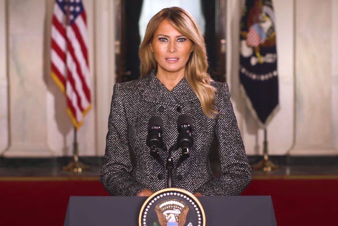 First lady Melania Trump delivers her farewell address. 