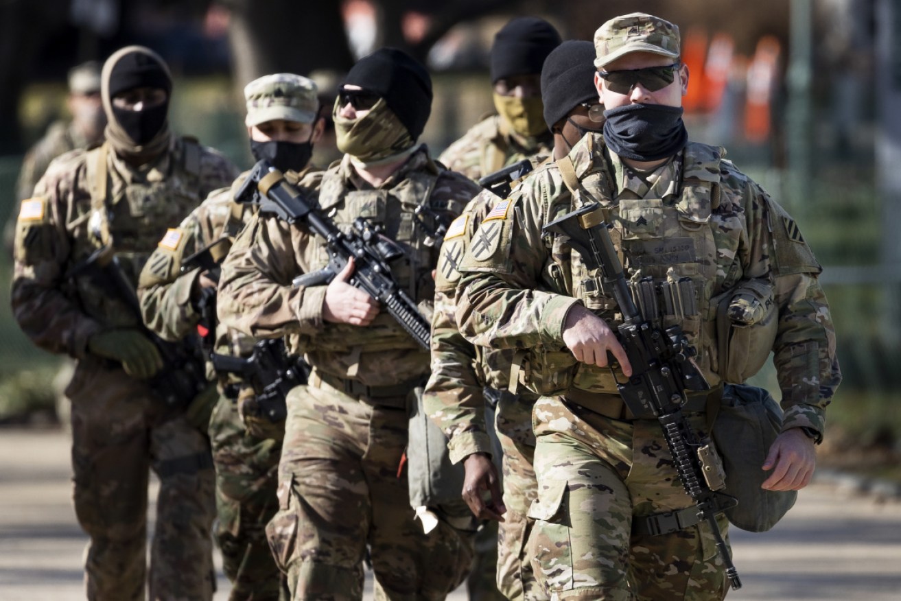 National Guard soldiers near the Capitol on the day before US President-elect Joe Biden’s inauguration.