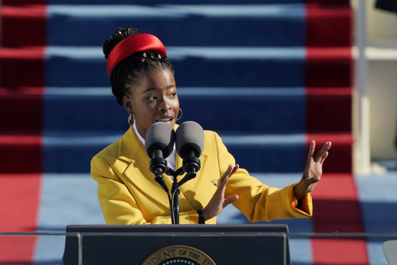 American poet Amanda Gorman read a poem during the the 59th inaugural ceremony.