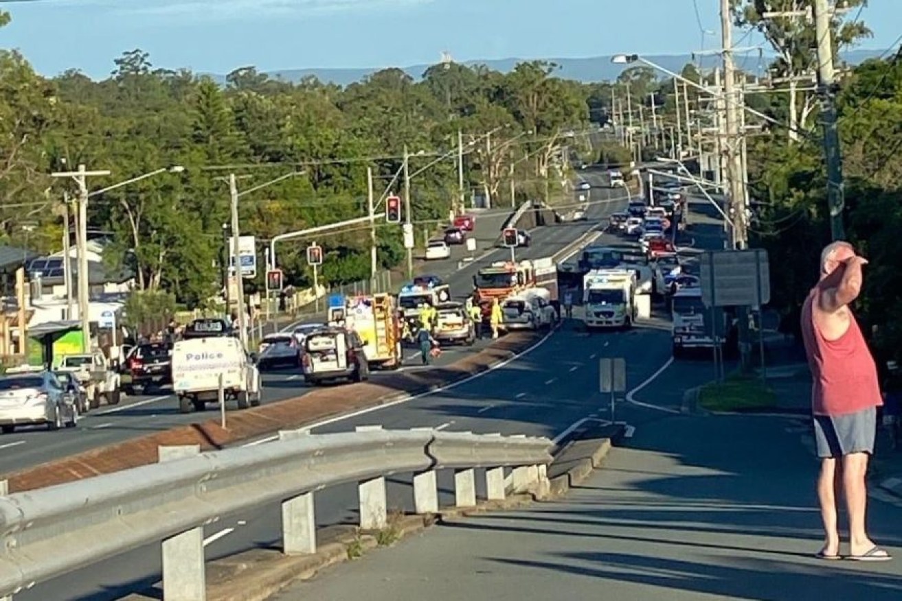 Police and emergency at scene of double fatal accident on Finucane Road at Alexandra Hills on Brisbane's bayside.