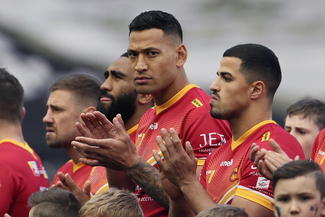 Folau lines up for the Catalan Dragons in March 2020.