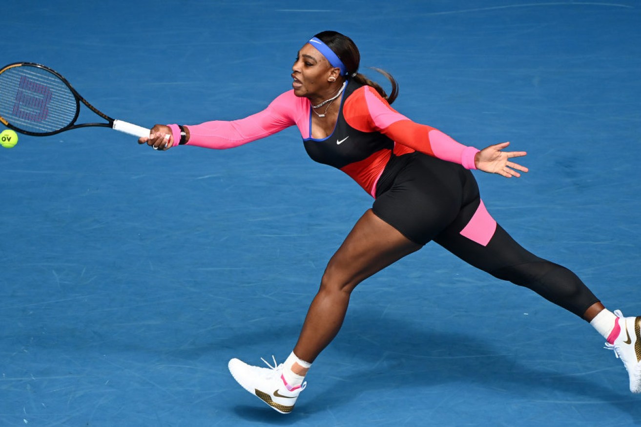 After a slow start, Serena Williams came out swinging in an exceptional one-legged catsuit.