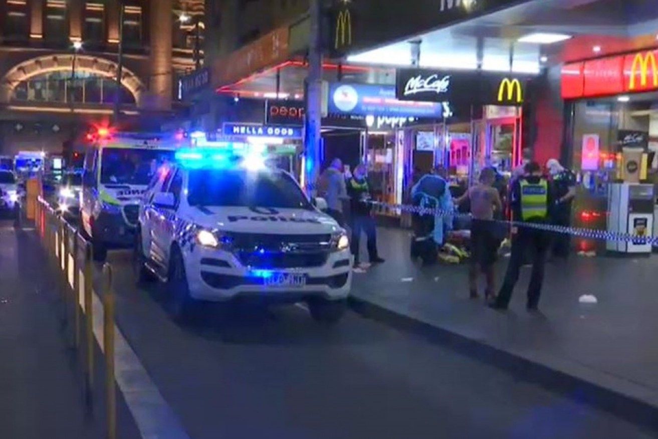 Victoria Police charged the teenagers after a man was taken to hospital with serious stab wounds after an incident in Melbourne's CBD.
