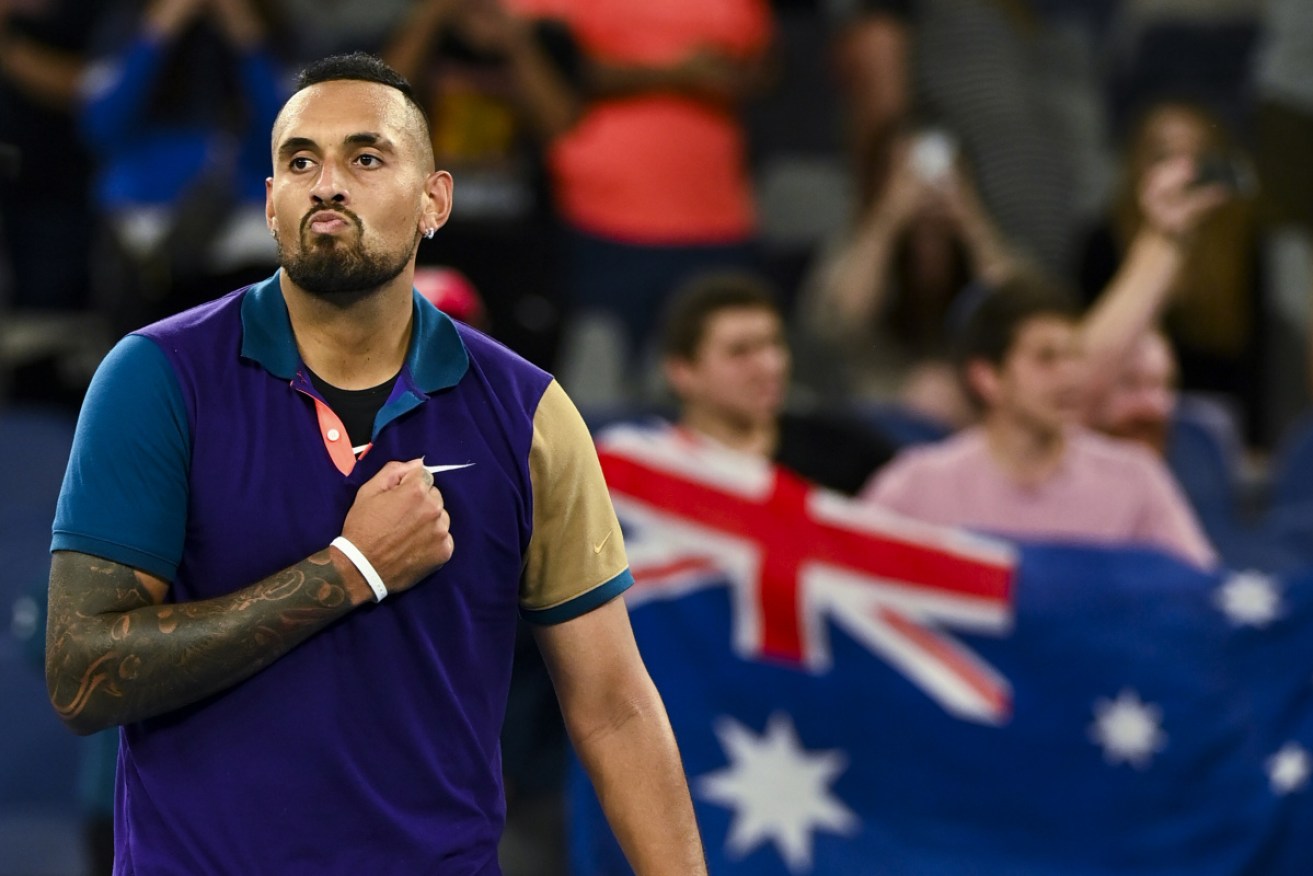 Nick Kyrgios rode a rollercoaster of emotions to finally win.