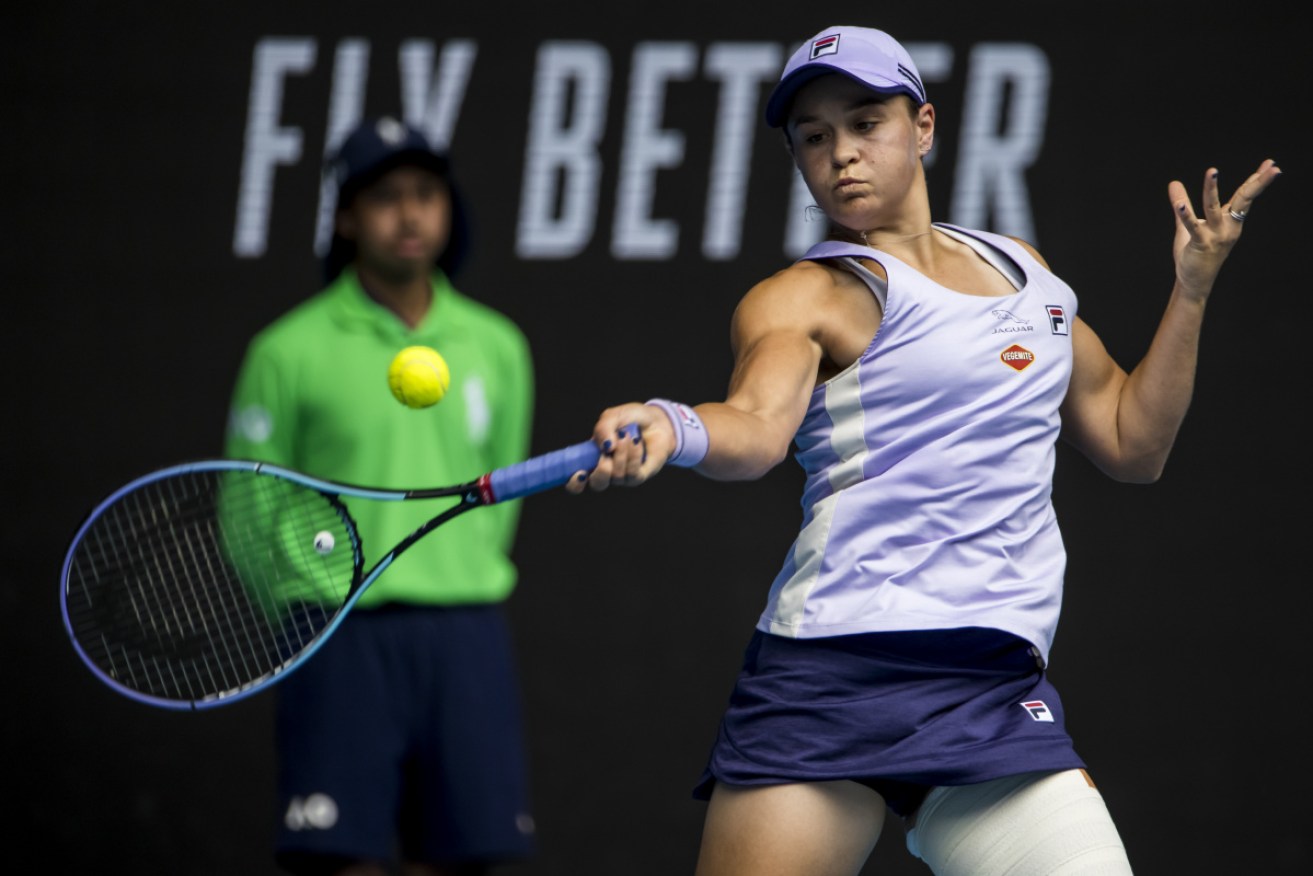 Ash Barty  will be taking a heavily strapped thigh and can-do attitude into the third round.