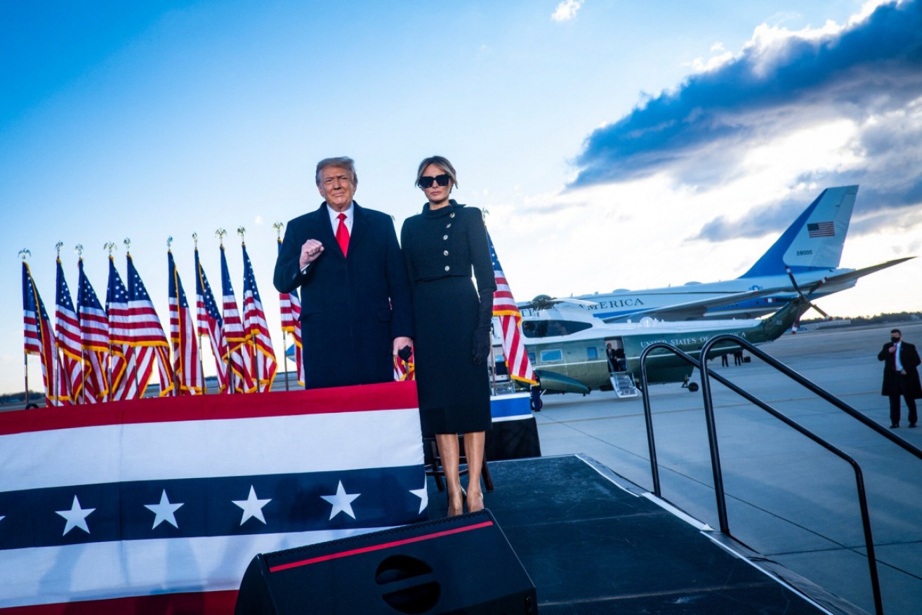 Donald Trump and Melania at Joint Base Andrews in February this year before boarding Air Force One for the last time.