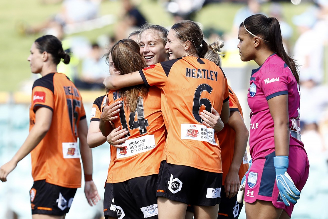 Brisbane’s Jamilla Rankin celebrates after scoring her team’s second against Sydney FC at Leichhardt Oval on Sunday. 