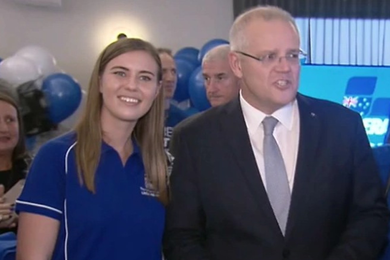 Brittany Higgins with Prime Minister Scott Morrison in 2019.