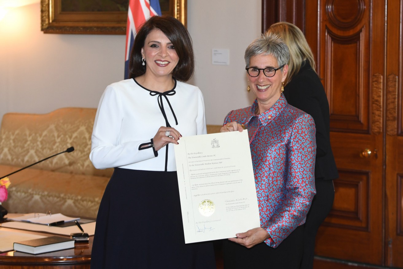 Marlene Kairouz with Victorian Governor Linda Dessau in November 2018.