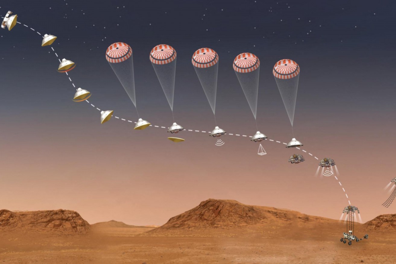 The events that occur in the final minutes of the seven-month journey NASA's Perseverance rover takes to Mars.
