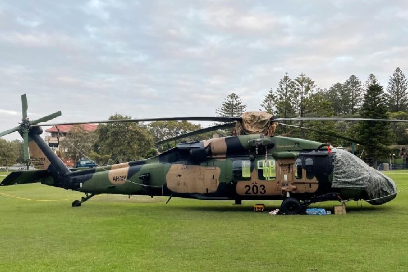 The helicopter made an emergency landing at a park in Watsons Bay.