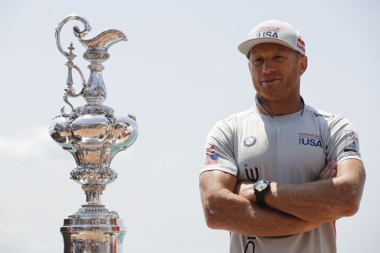 Jimmy Spithill eyes the "Auld Mug" at the 2017 America’s Cup in Bermuda. 