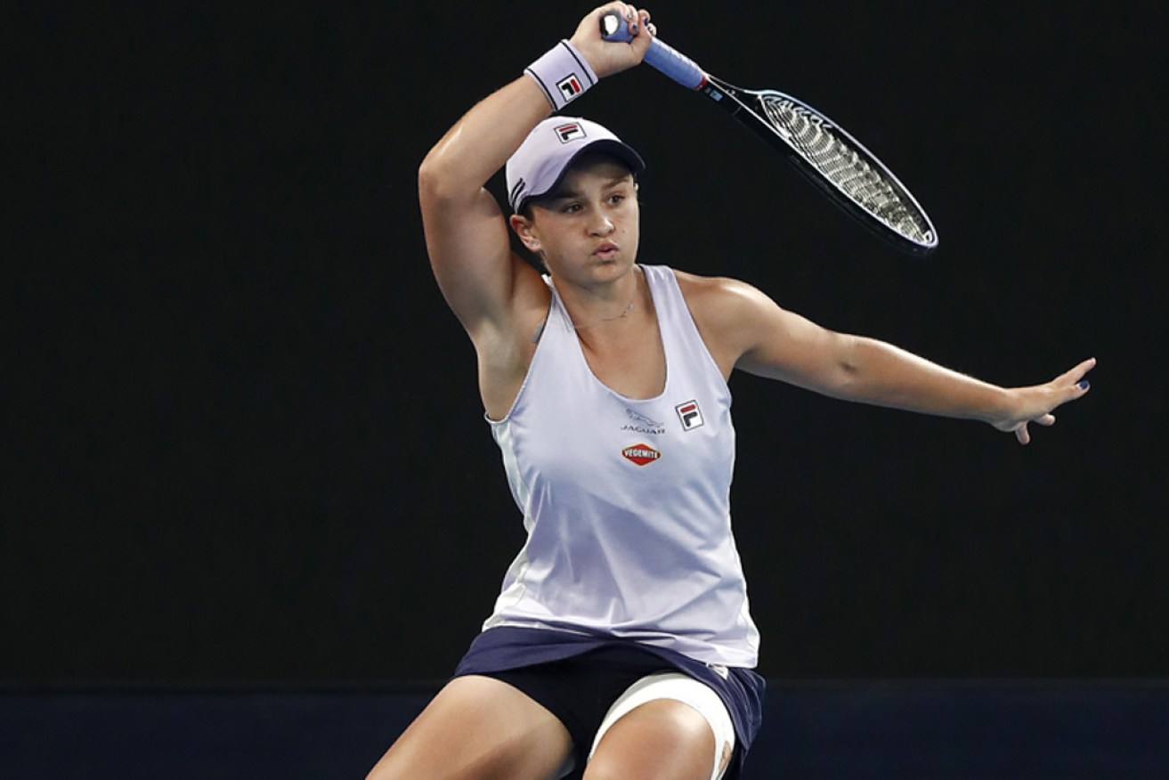 Barty played in Melbourne with a strapped thigh.