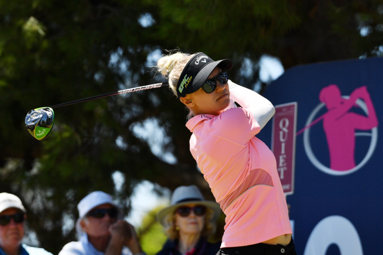 Swedish golfer Madelene Sagstrom at the Women's Australian Open golf tournament in Adelaide in February 2019. 