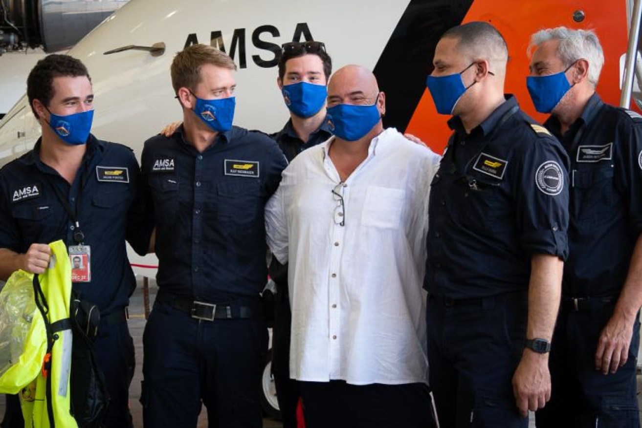 Nigel Fox was able to thank the Australian Maritime Safety Authority crew who helped save his life. 