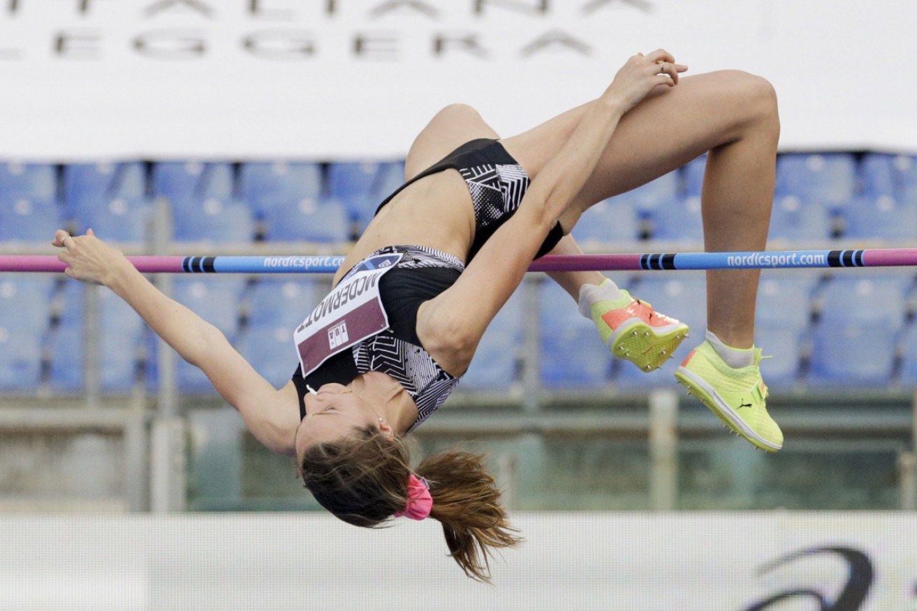 Nicola McDermott, pictured in Rome in September, won the Summer Series high jump in Canberra on Thursday night.