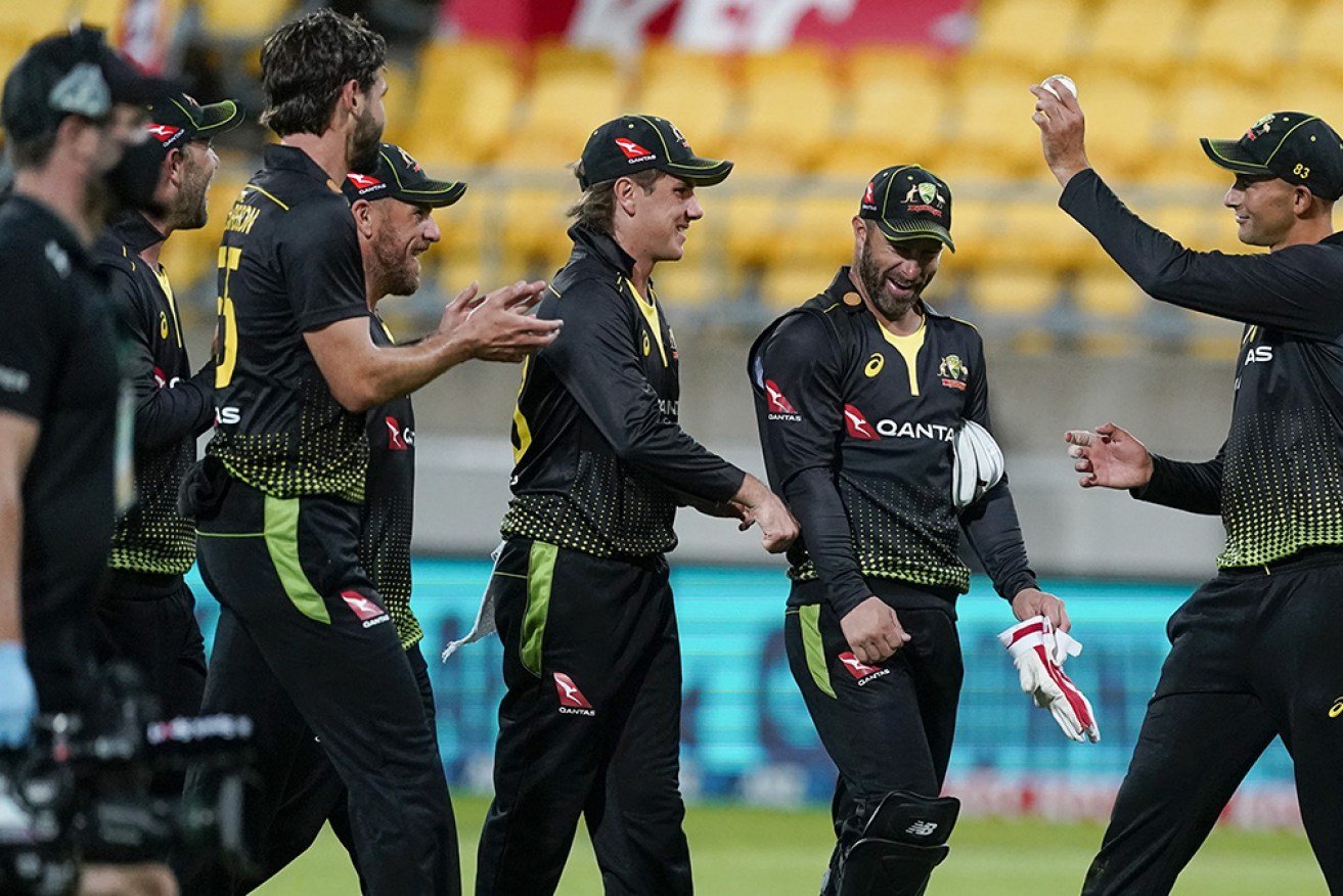 Teammates hail Ashton Agar after his six-wicket haul in Wellington on Wednesday night.