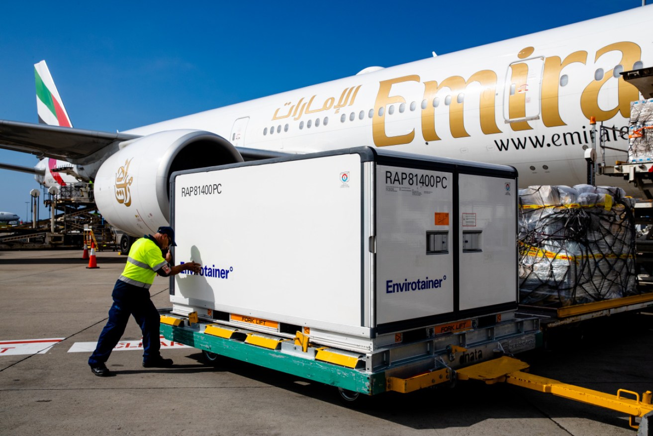 The first doses of the AstraZeneca COVID-19 vaccine arrived in Australia on Sunday.