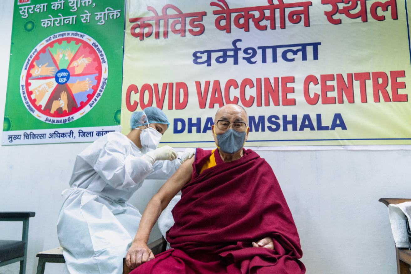 The Dalai Lama becomes the first person in India to get a COVID jab.