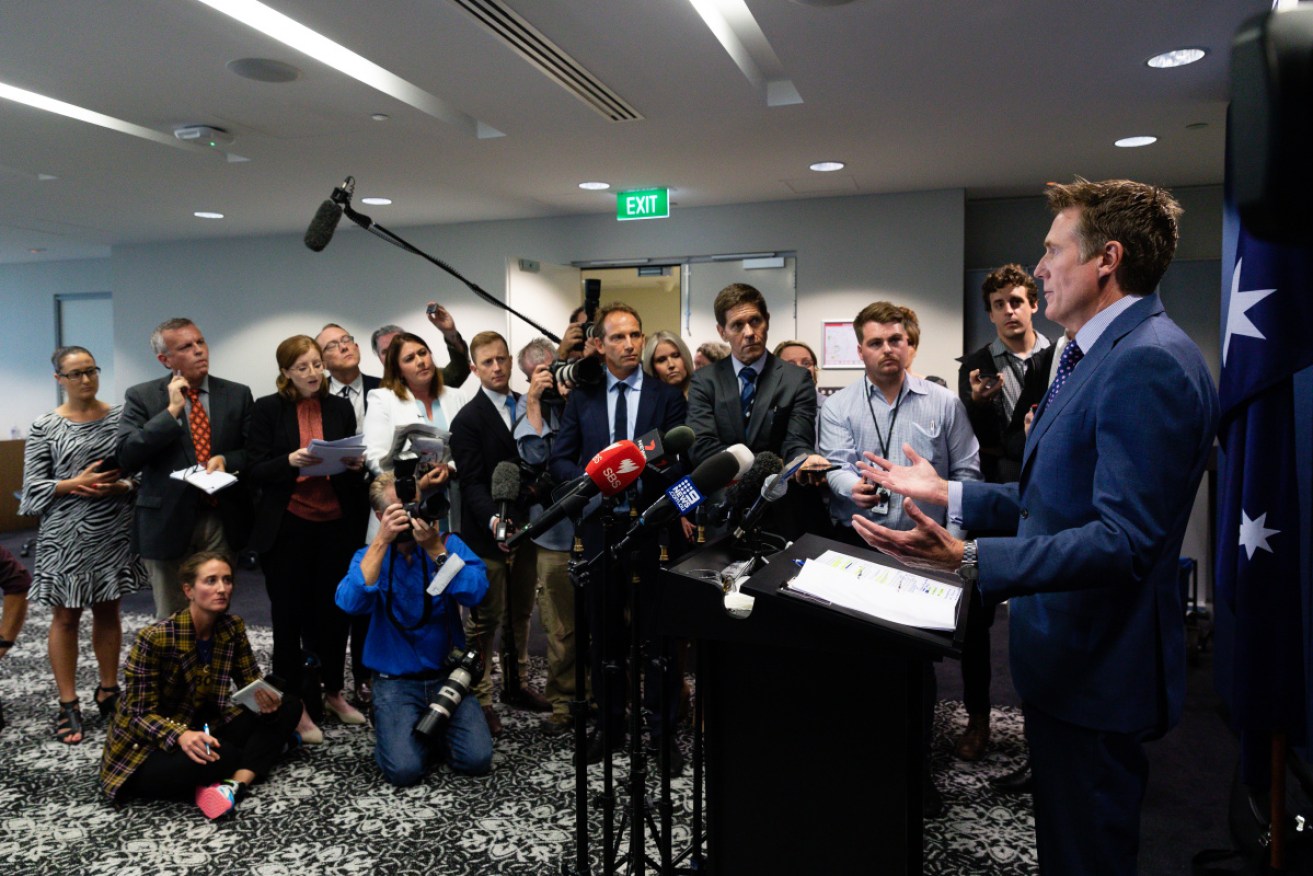 Attorney-General Christian Porter addresses media in Perth on March 3. 