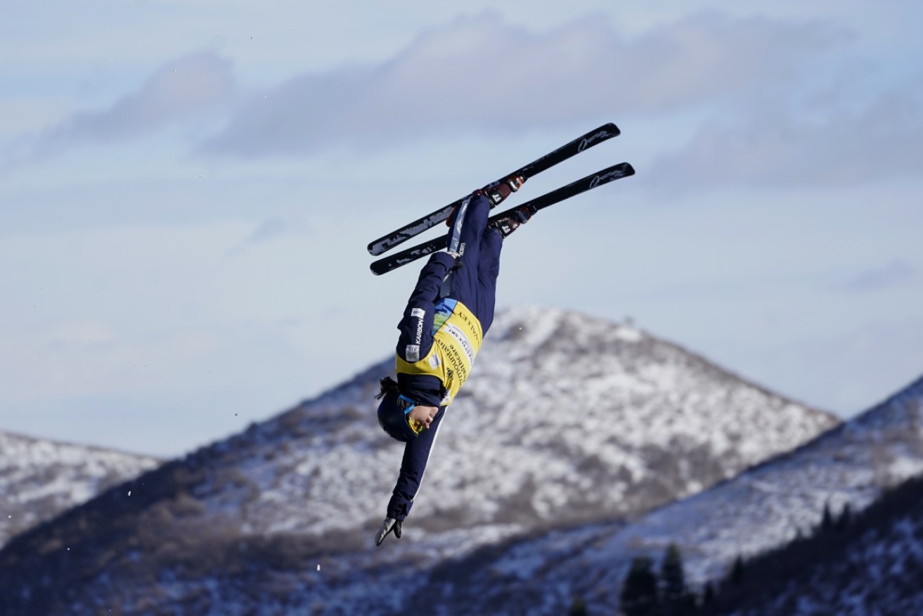 Laura Peel flips during qualifying at Deer Valley, Utah in February. 
