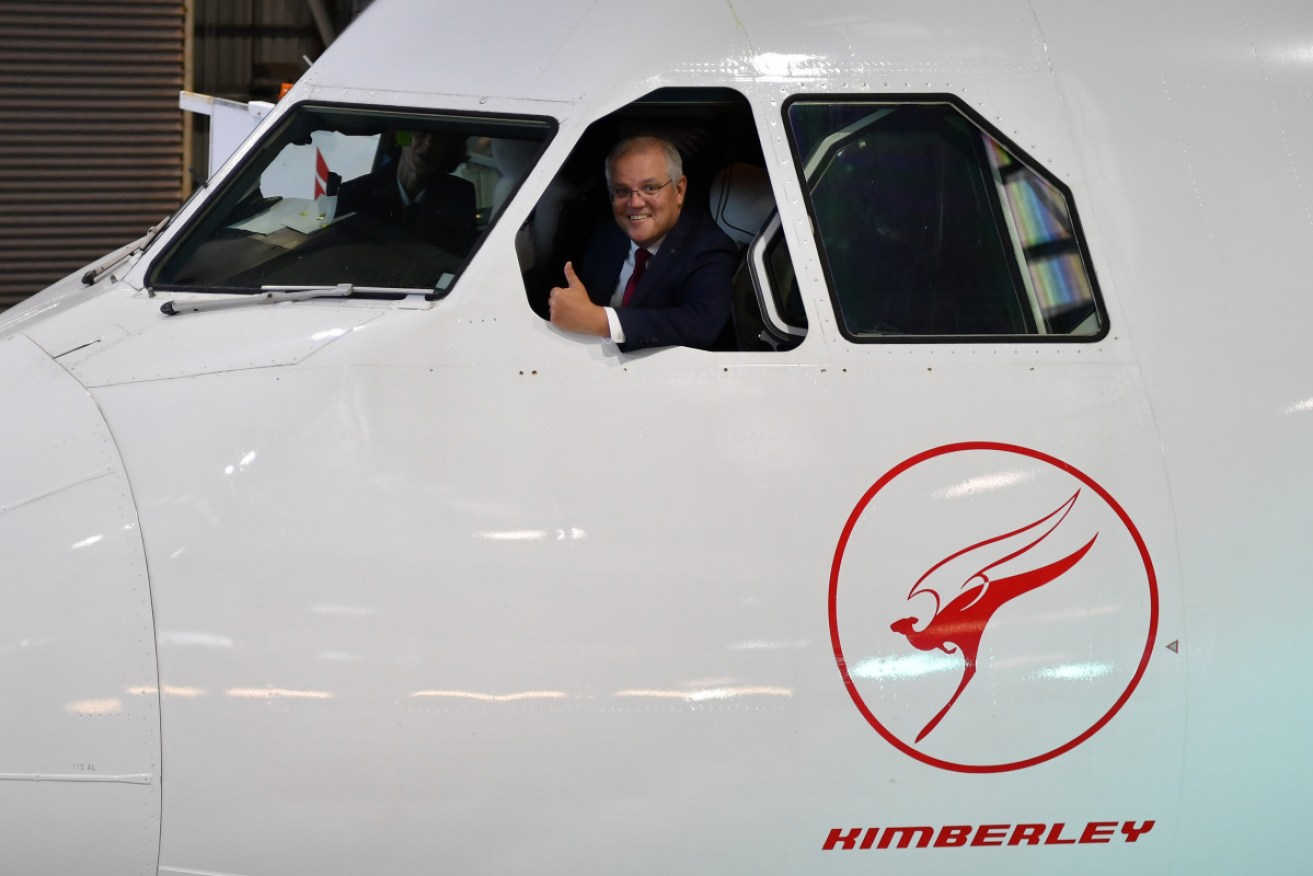 Scott Morrison on a plane.