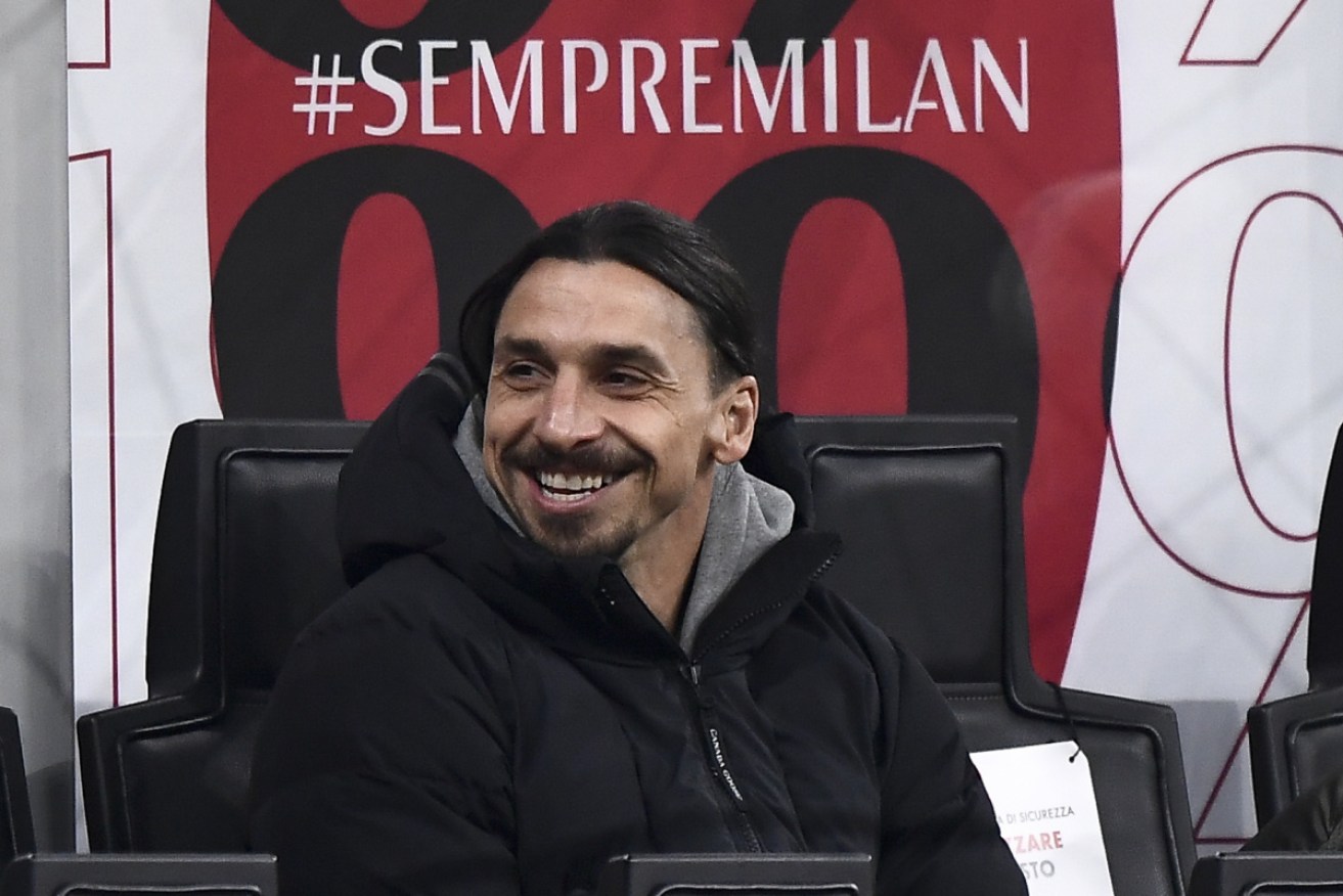 AC Milan's Zlatan Ibrahimovic watches the Serie A match against Udinese Calcio on March 3.