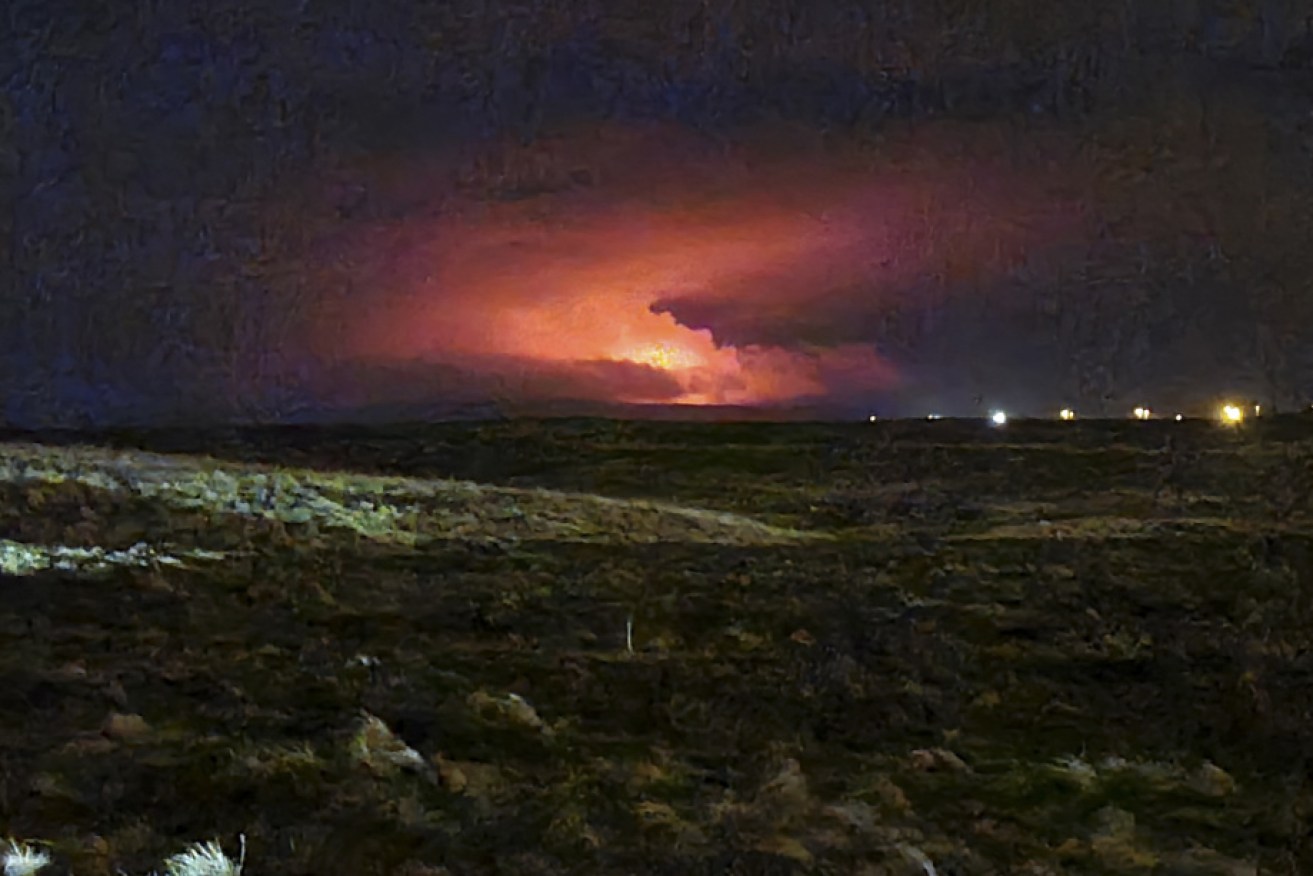 The volcano erupts on the Reykjanes Peninsula.