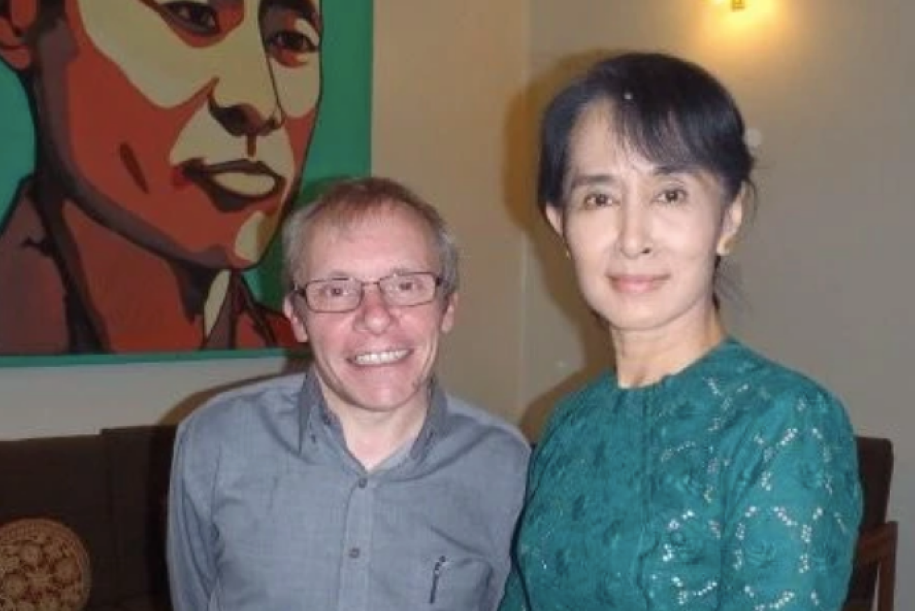 Professor Turnell with ousted leader Aung San Suu Kyi.
