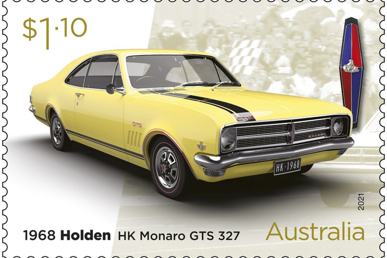 The stamp series released on Monday features classic cars, including the 1968 Holden Monaro.