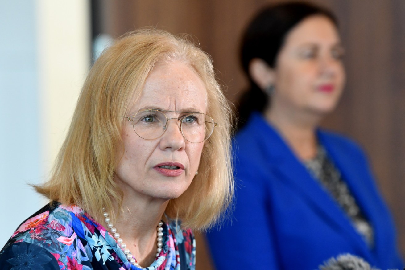 Queensland's chief medical officer Dr Jeannette Young and Premier Anastacia Palaszczuk on Monday.